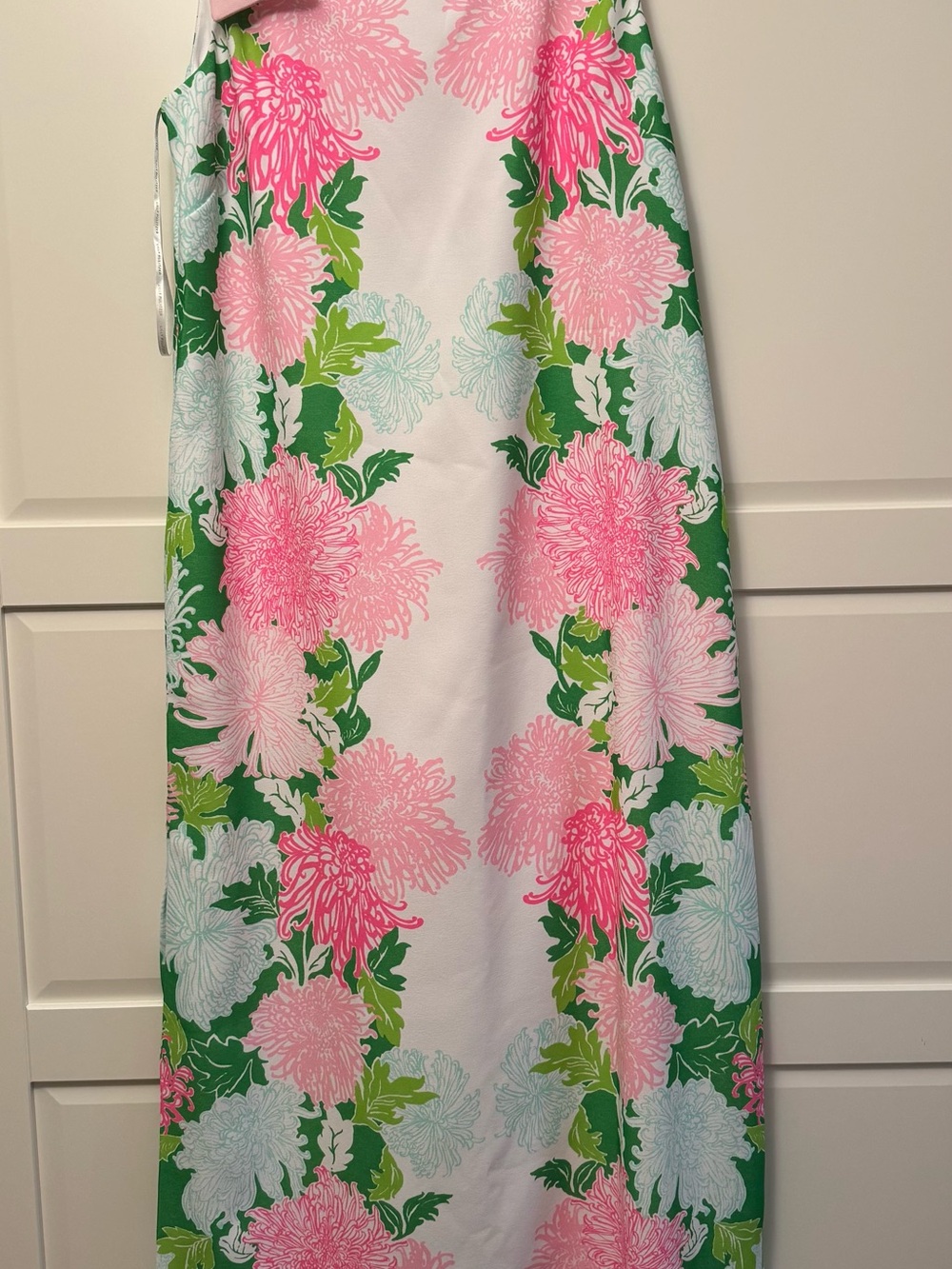 Lilly Pulitzer Bernice Pink & Green Floral Maxi Dress with Bow Straps 12 - Picture 7 of 11